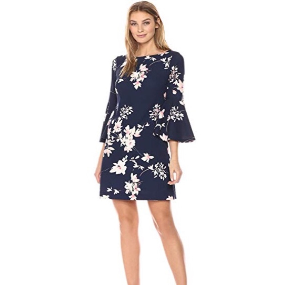 Eliza J Floral Bell Sleeve Shift Dress size 14